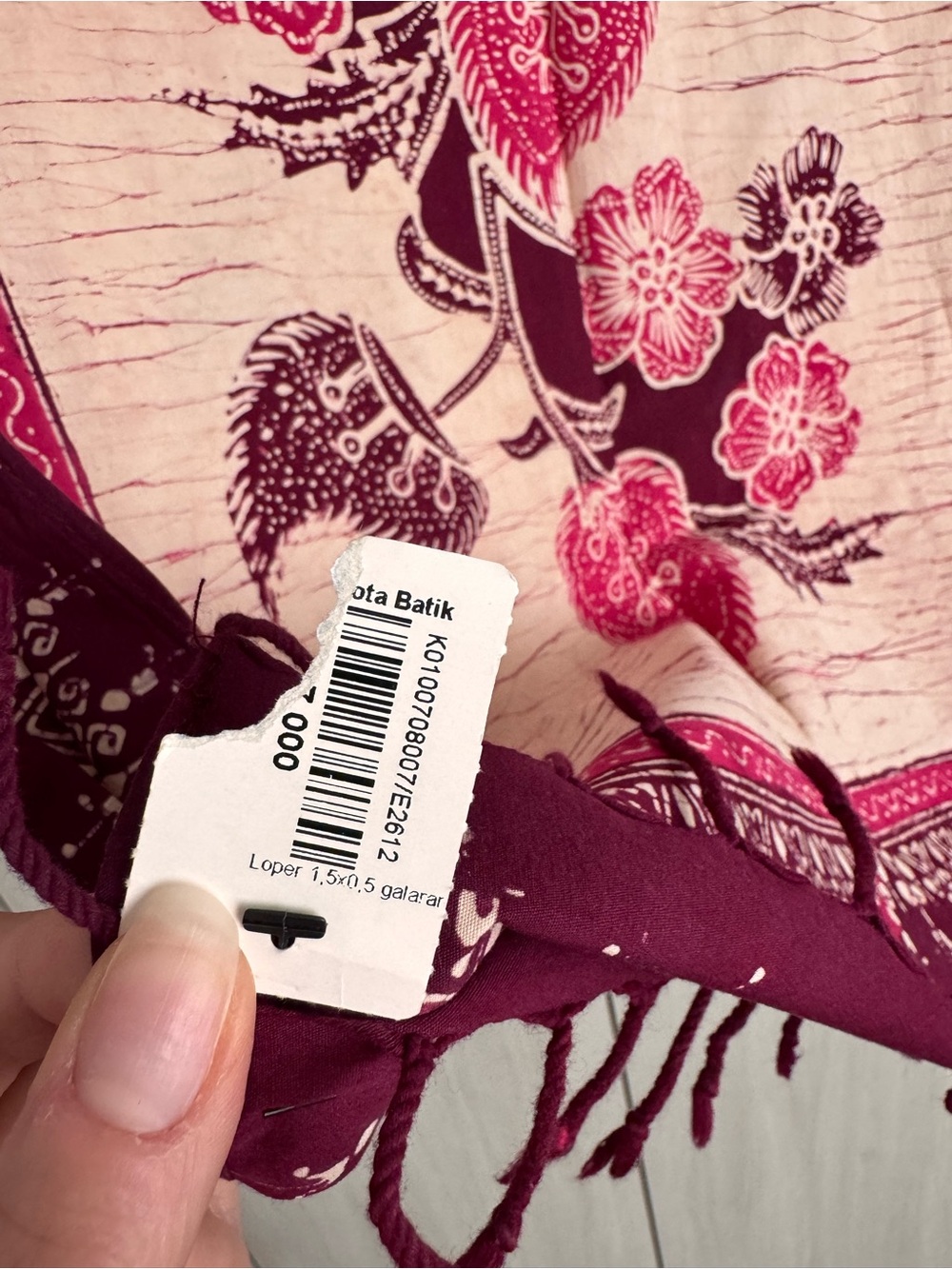 Pink & Burgundy Floral Batik Scarf Ink Print